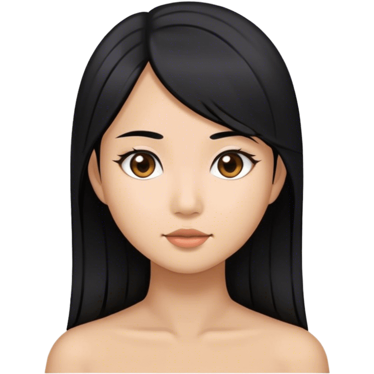 an asian girl with straight black hair, slight waves  emoji