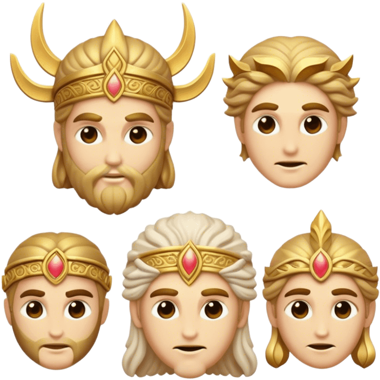 Cinematic Realistic Greek Gods Pop Culture Emoji, featuring mythic portrayals of ancient deities rendered with dynamic, ethereal lighting and classical detail. emoji