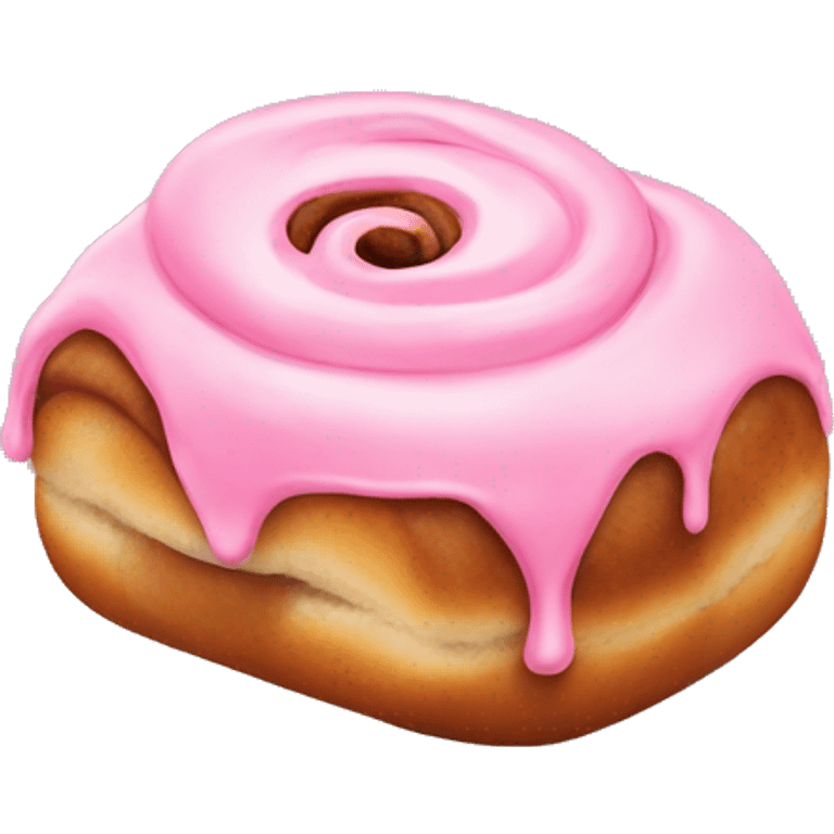 Cinnamon bun with pink icing  emoji