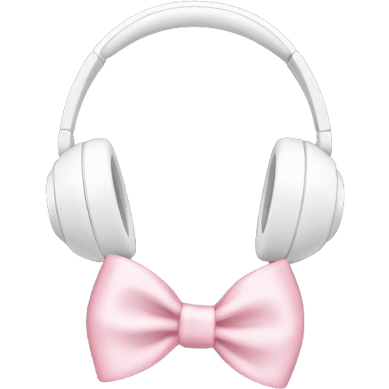 White headphones with soft pink bow emoji