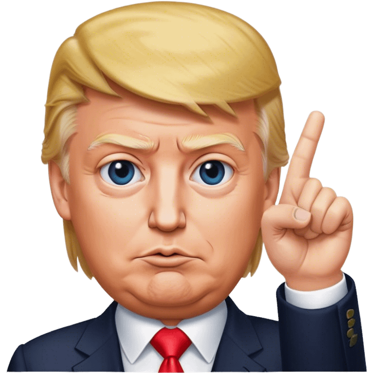 Super realistic Donald Trump pointing index finger up, realistic face emoji