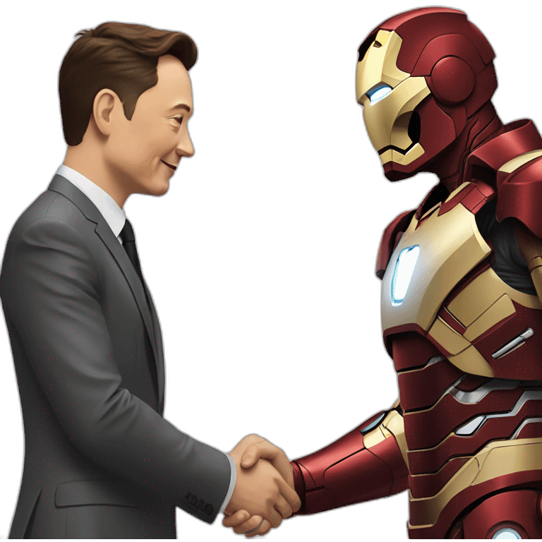 Iron man and Elon Musk handshaking  emoji