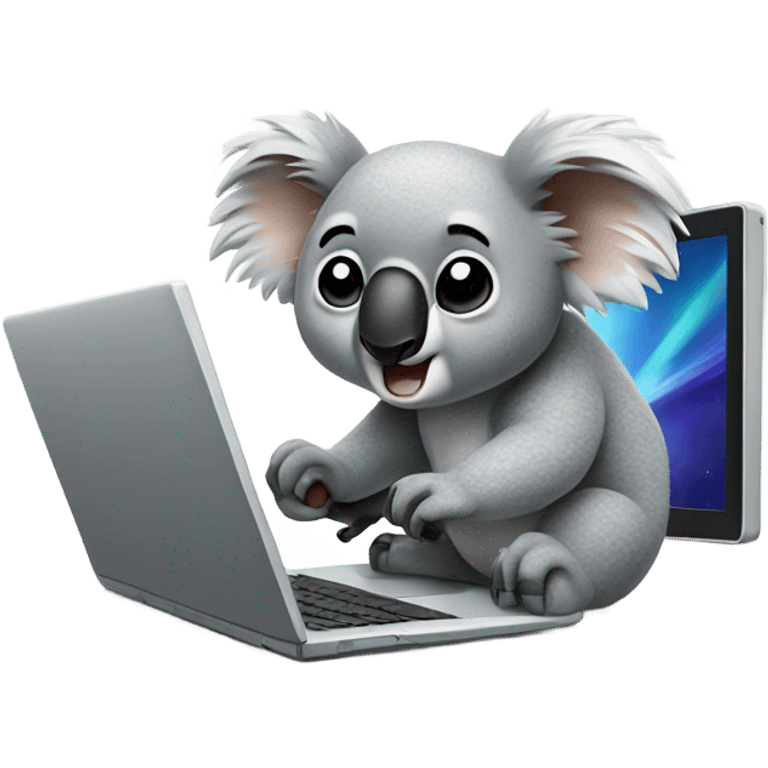 Koala punching laptop emoji