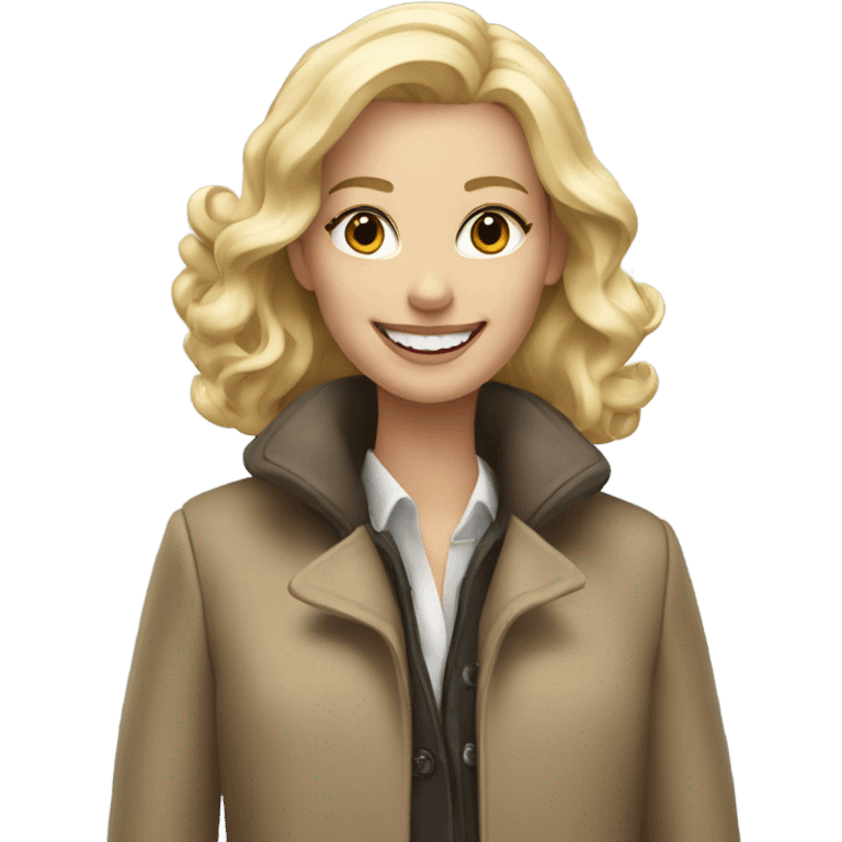 smiling blonde in stylish coat emoji