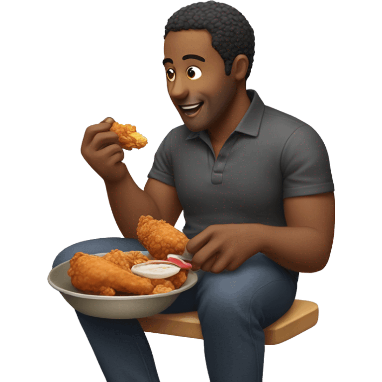 man eating fried chicken emoji