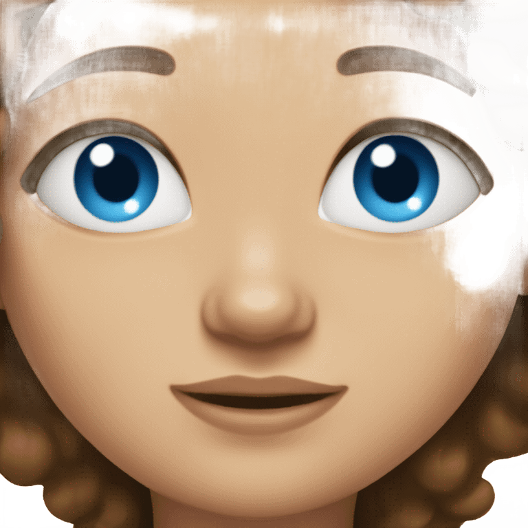 girl with wavy brown hair and blue eyes emoji