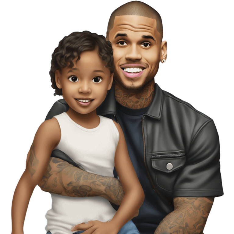 Hyper Realistic Chris Brown with daughter Royalty, son aeko emoji