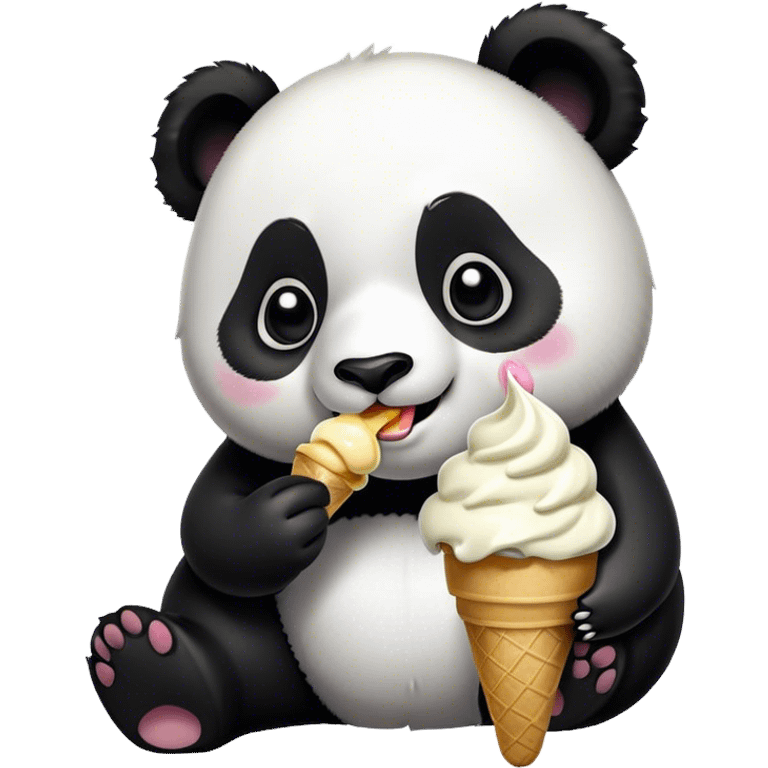 Panda eating ice cream emoji