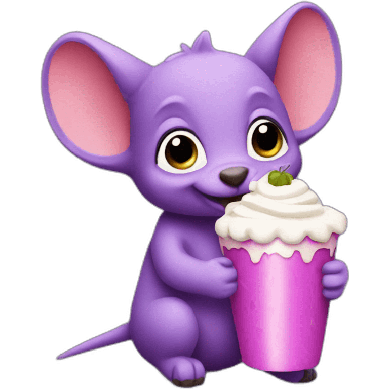 Purple aardvark holding a parfait emoji