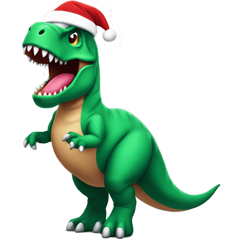 Giant T-Rex in a santa costume emoji