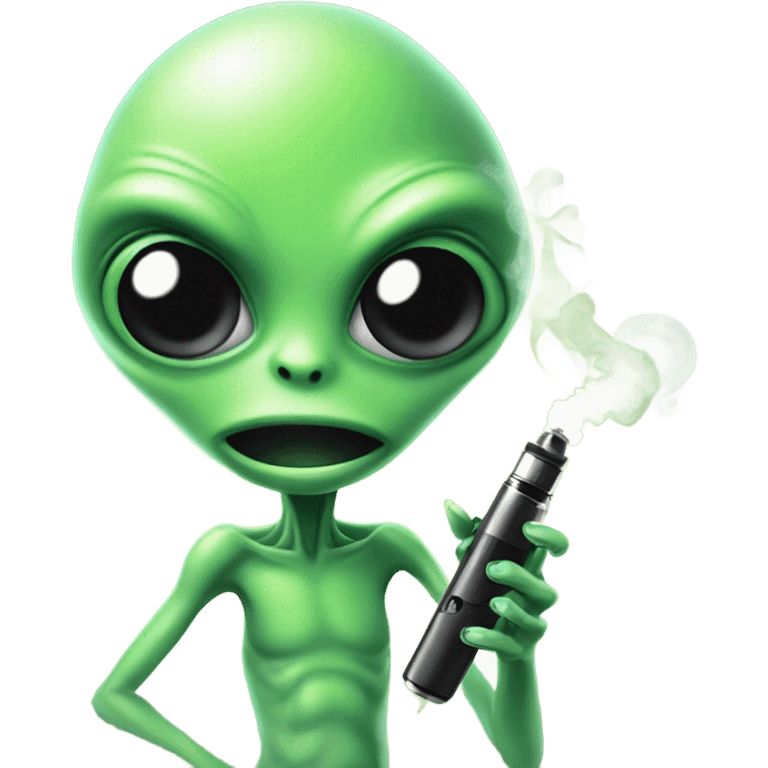 green alien smoking a vape emoji