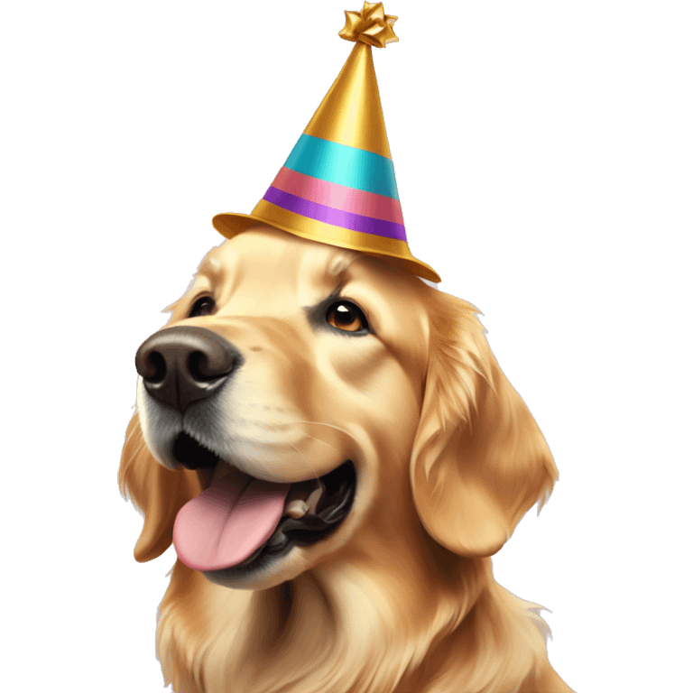 golden retriever with party hat emoji