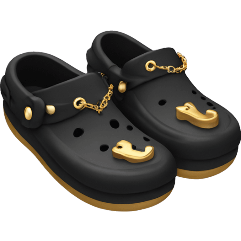 Black crocs with gold charms  emoji