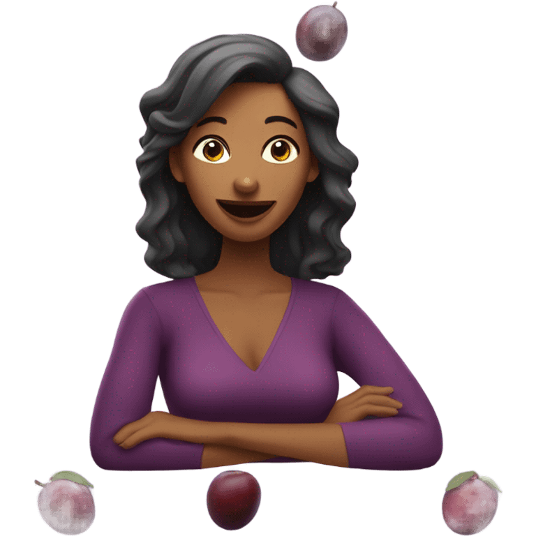 Women eating egg plum  emoji