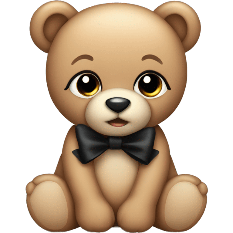 Cute teddy bear with black bow emoji