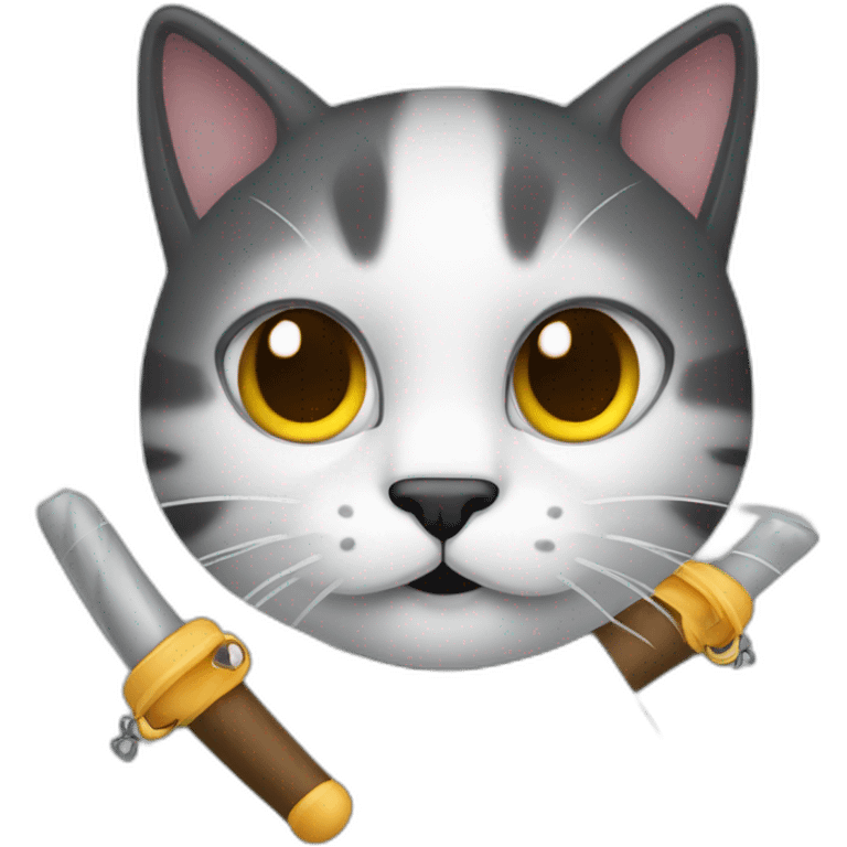 cat face with nunchucks emoji