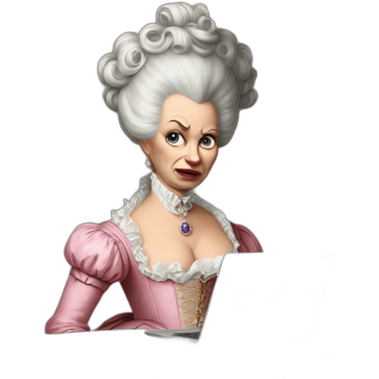 marie antoinette with a macbook looking angry emoji