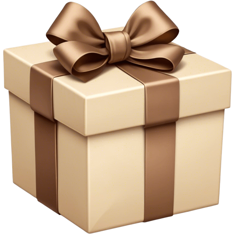 beige GIFTBOX with brown vintage satin bow emoji