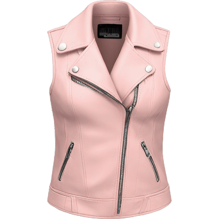 Realistic isolated open light pink zip up leather fashion vest. emoji