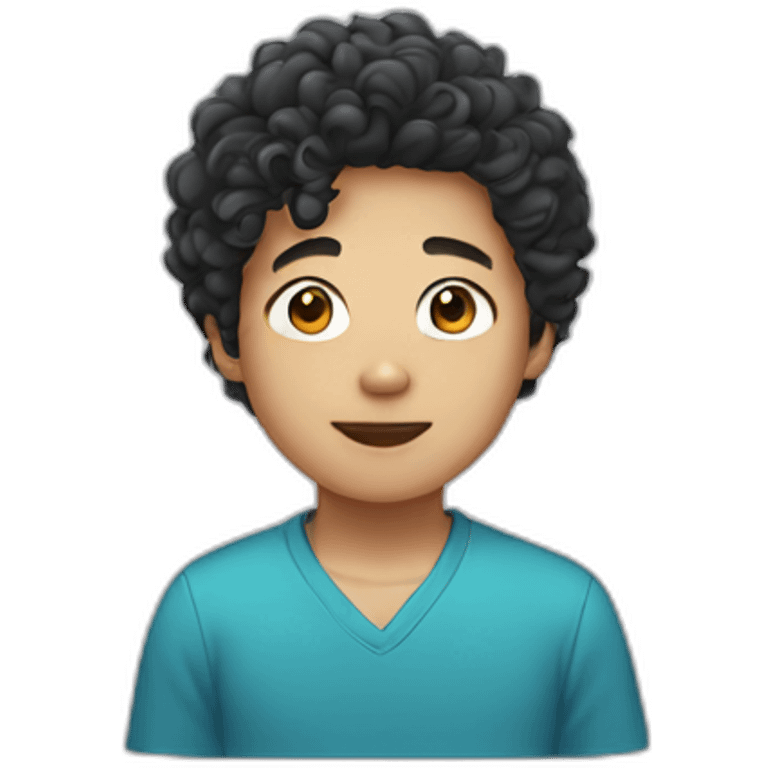 asian boy with curly hair emoji