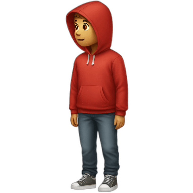 red hoodie Young boy looking indoors emoji