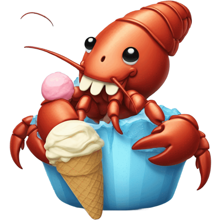 Lobster eating ice cream emoji