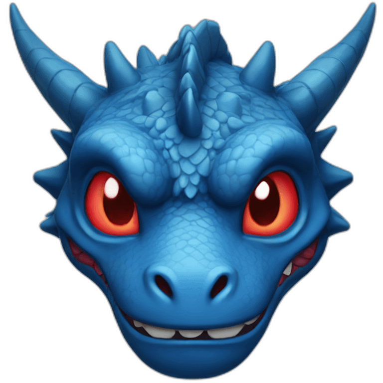 face blue dragon with red eyes emoji