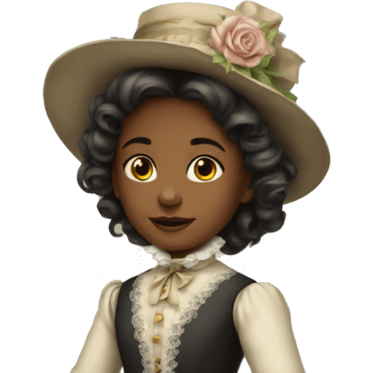 
young girl in 19th century costume emoji