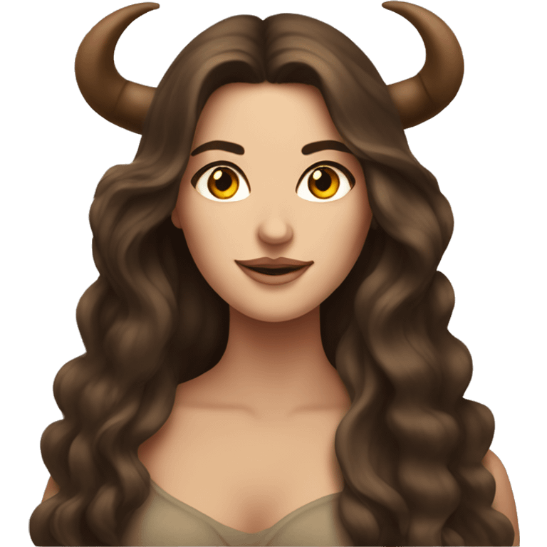 Brunette goddess with Long brown hair and horns  emoji