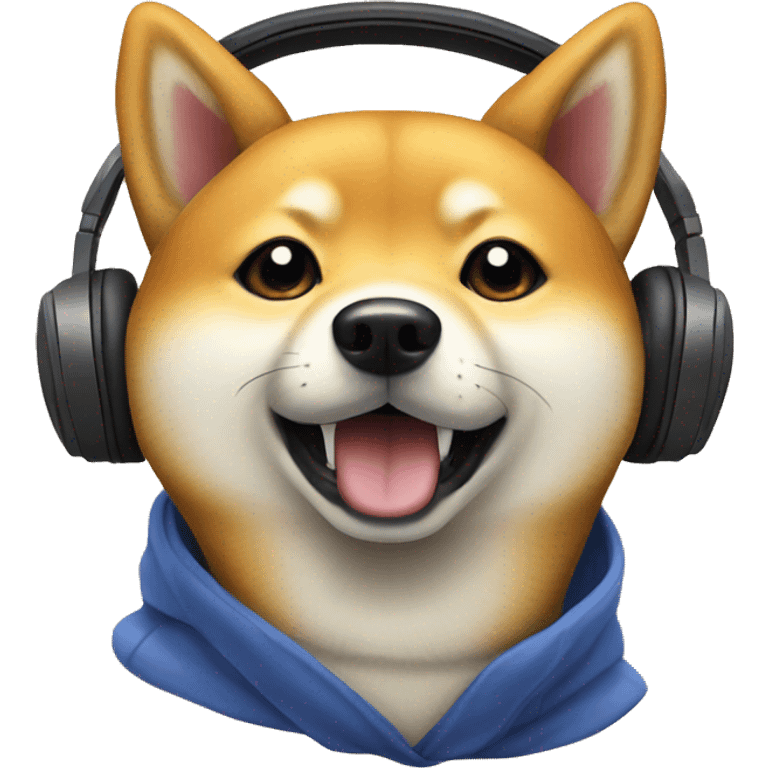 Shiba dog listening to music
 emoji