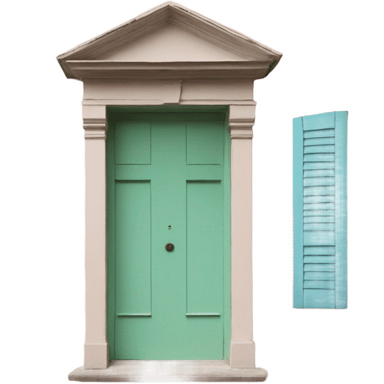 with green shutters and light blue door pink 19th century villa  emoji