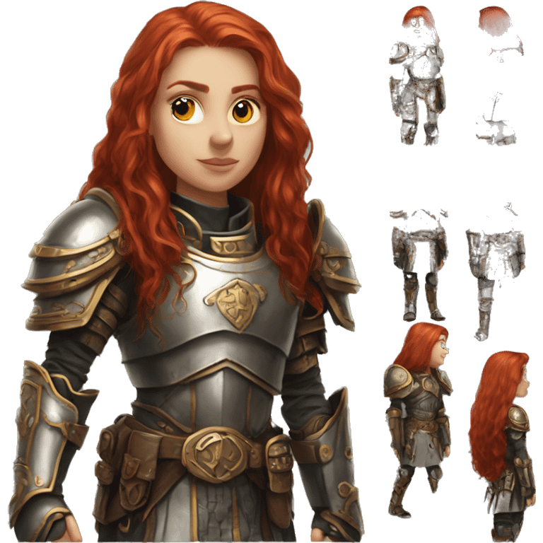 redhead girl with long hair in warhammer sister of battle armor emoji