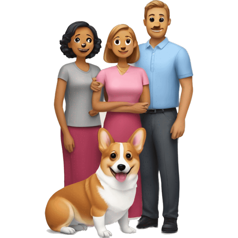 Corgi with man and woman family  emoji