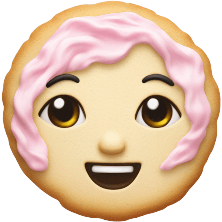 sugar cookie with pastel pink frosting emoji