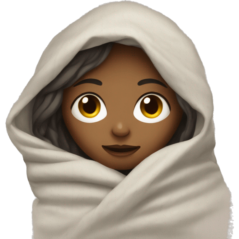 Girl wrapped in blanket emoji