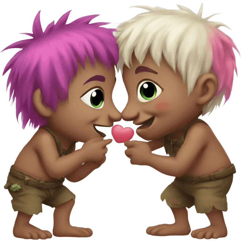 Cute kissing trolls emoji