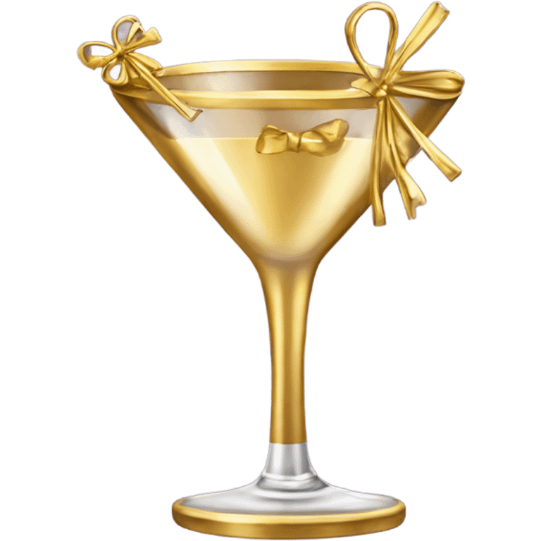 gold rimmed martini glass with tiny gold bows emoji