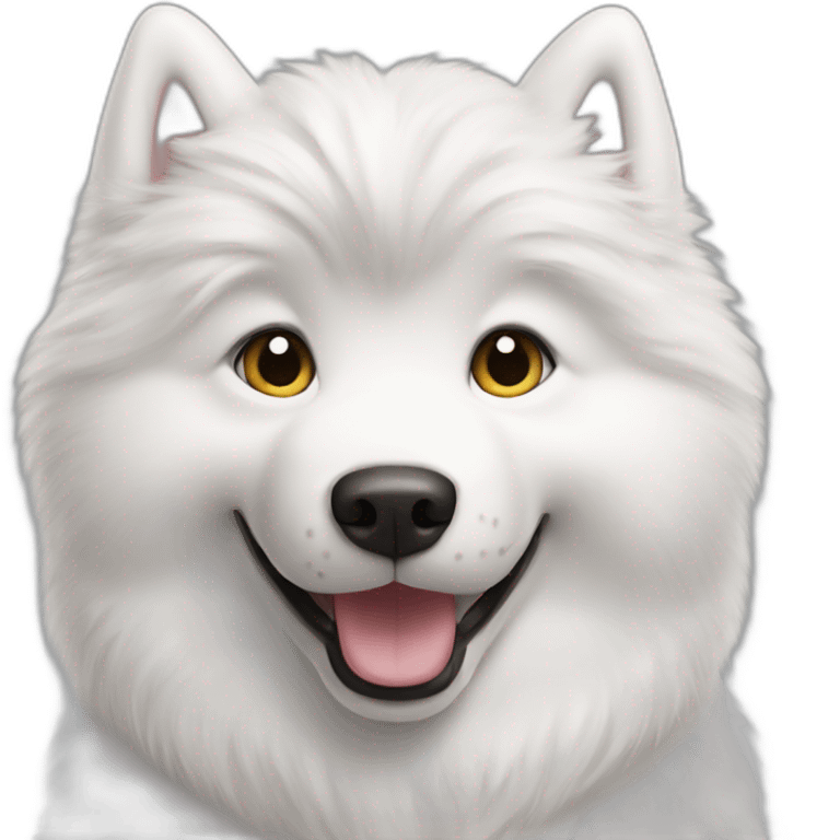 Samoyed waving and saying hello emoji