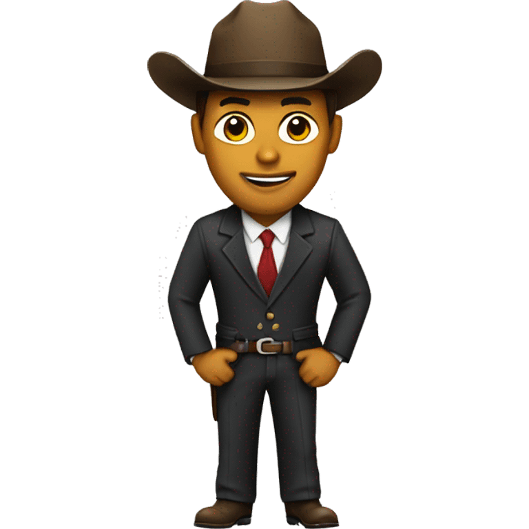 Man in a suit with a cowboy hat emoji