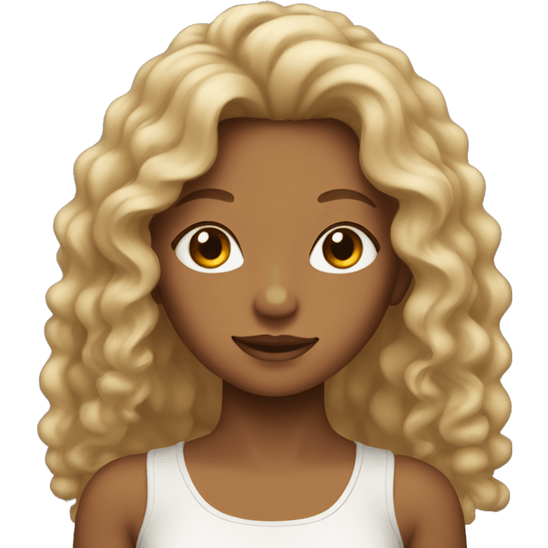 Girl with tan skin and long curly hair  emoji