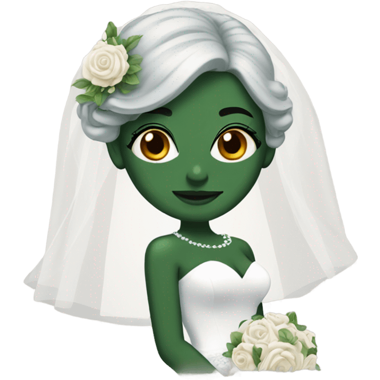 Dark green hair bride  emoji