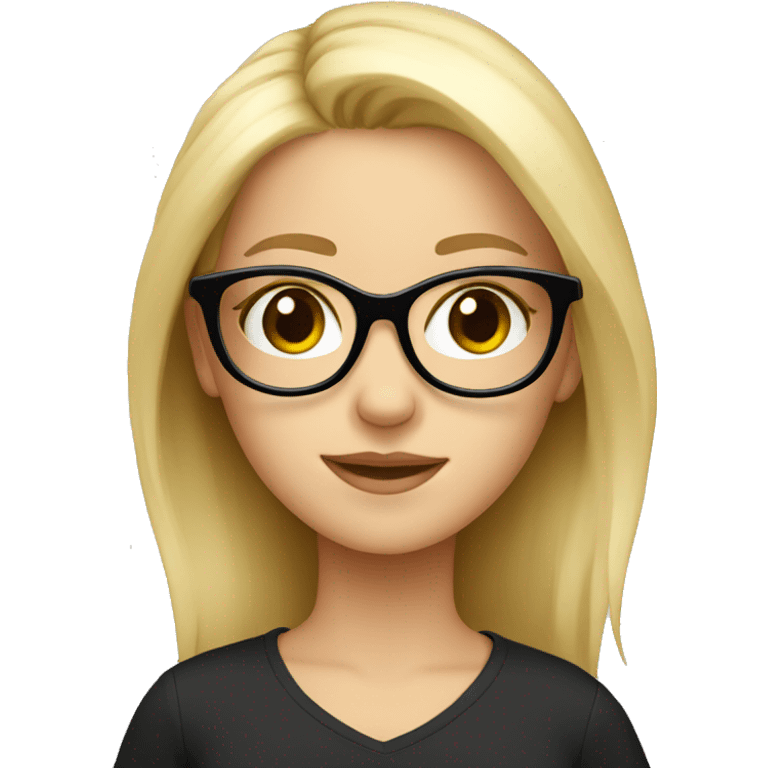 Cute blonde girl with black framed glasses emoji