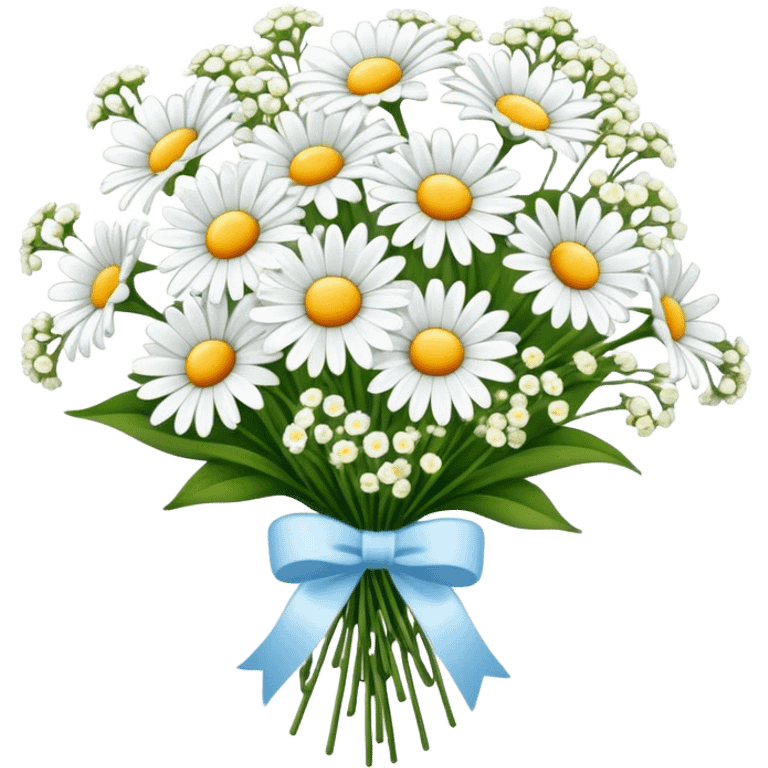 daisy and babies breath bouquet  emoji