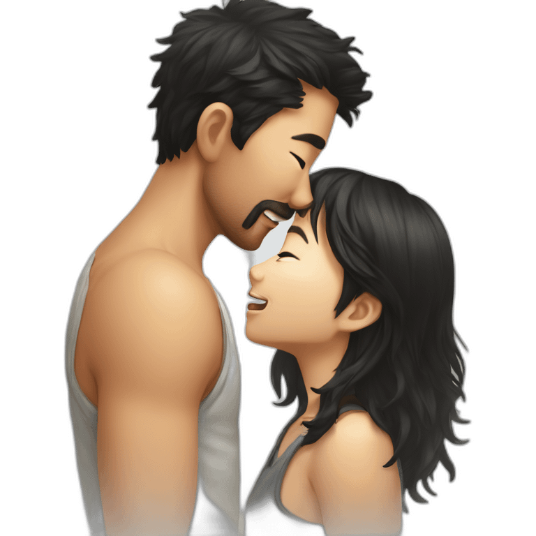 scruffy-boy-and-asian-gilr-kissing emoji