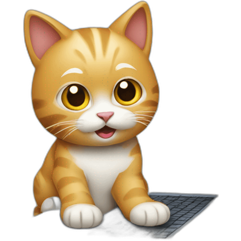 cat playing laptop pc emoji