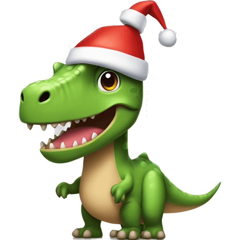 Dino with a Santa hat emoji