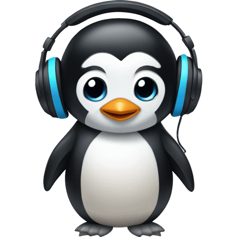 penguin wearing headset emoji