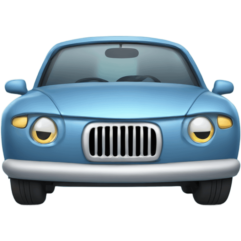 A cartoon car with tears streaming from its headlights, sad eyes on the windshield, and a frowning bumper. emoji