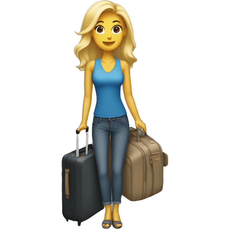 blonde woman with luggage emoji