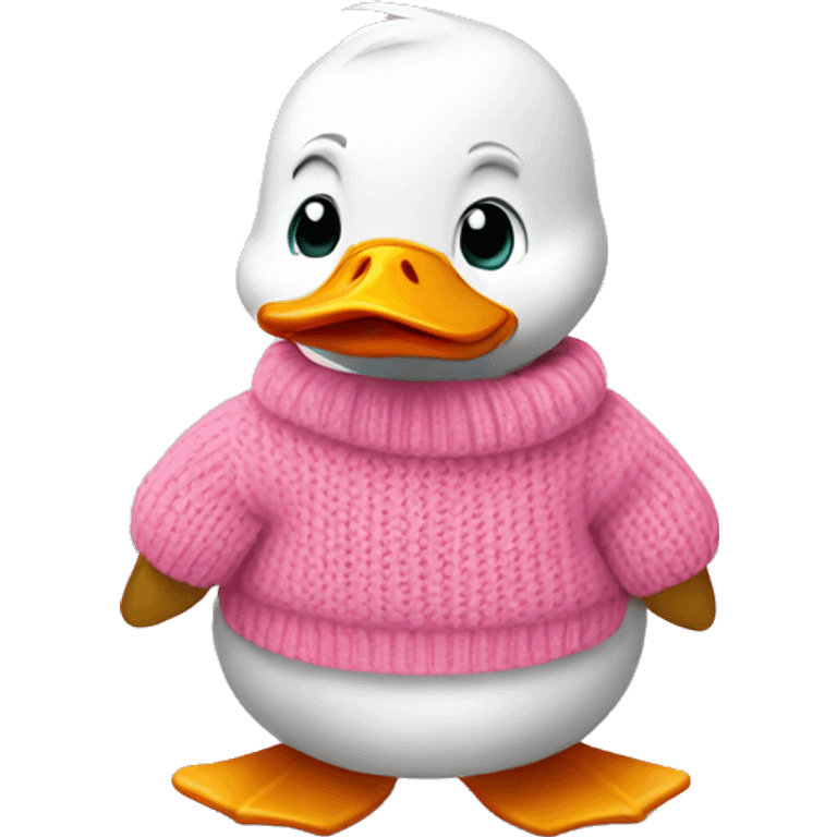 Cute duck with pink sweater emoji